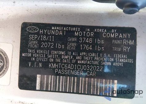 2012 Hyundai Veloster Base W/Black z USA, uszkodzony, nr VIN KMHTC6AD1CU032022